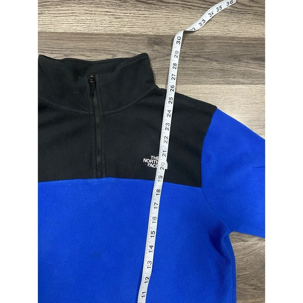The North Face 1/4 Zip Jacket Size Medium Blue Black Fleece‎ Pullover